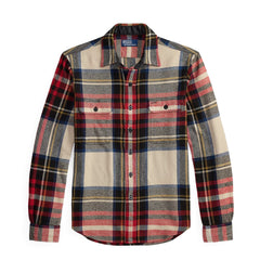 Polo Ralph Lauren Classic Fit Plaid Flannel Workshirt Cream / Red / Multi - Parasol Store