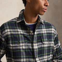 Polo Ralph Lauren Classic Fit Plaid Flannel Workshirt Navy Green Multi