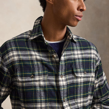 Polo Ralph Lauren Classic Fit Plaid Flannel Workshirt Navy Green Multi