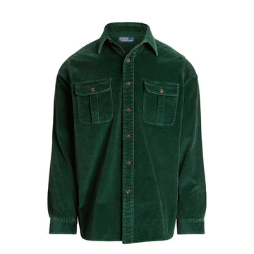 Polo Ralph Lauren Classic Fit Suede-Patch Corduroy Shirt Moss Agate