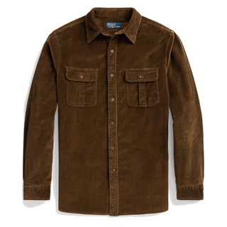 Polo Ralph Lauren Classic Fit Suede-Patch Corduroy Shirt York Brown - Parasol Store