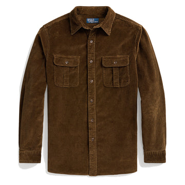 Polo Ralph Lauren Classic Fit Suede-Patch Corduroy Shirt York Brown - Parasol Store