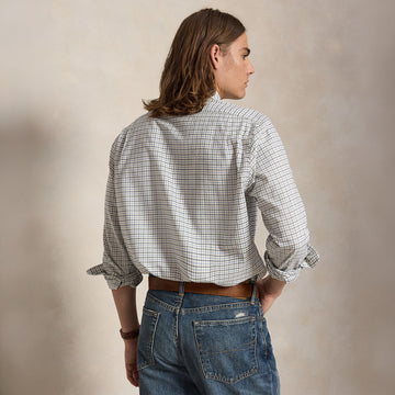 Polo Ralph Lauren Classic Fit Tattersall Twill Shirt Off White Blue Multi