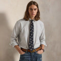 Polo Ralph Lauren Classic Fit Tattersall Twill Shirt Off White Blue Multi