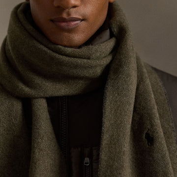 Polo Ralph Lauren Classic Reversible Wool Scarf Ranger Green / Polo Black