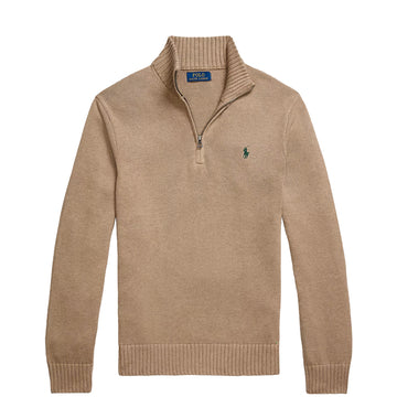 Polo Ralph Lauren Cotton Quarter-Zip Sweater Bronze Melange - Parasol Store