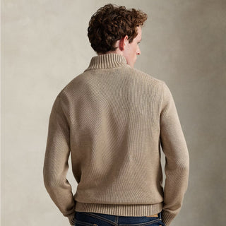 Polo Ralph Lauren Cotton Quarter-Zip Sweater Bronze Melange - Parasol Store