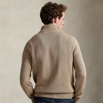 Polo Ralph Lauren Cotton Quarter-Zip Sweater Bronze Melange - Parasol Store