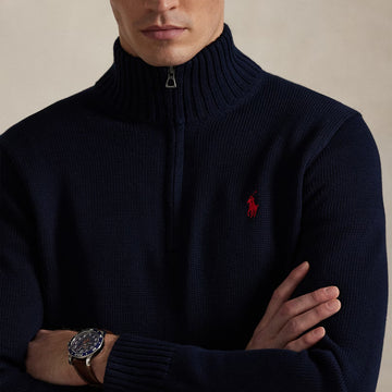 Polo Ralph Lauren Cotton Quarter-Zip Sweater Hunter Navy