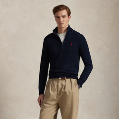 Polo Ralph Lauren Cotton Quarter-Zip Sweater Hunter Navy - Parasol Store