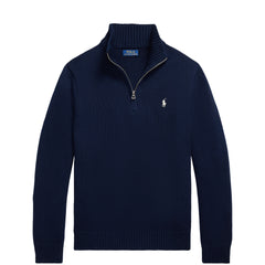 Polo Ralph Lauren Cotton Quarter Zip Mockneck Sweater Hunter Navy / C8135
