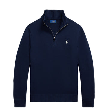 Polo Ralph Lauren Cotton Quarter Zip Mockneck Sweater Hunter Navy / C8135