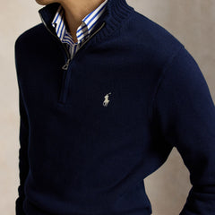 Polo Ralph Lauren Cotton Quarter Zip Mockneck Sweater Hunter Navy / C8135