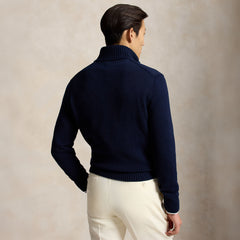 Polo Ralph Lauren Cotton Quarter Zip Mockneck Sweater Hunter Navy / C8135