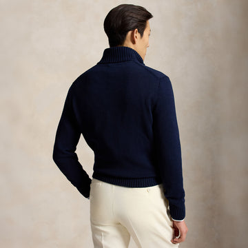 Polo Ralph Lauren Cotton Quarter Zip Mockneck Sweater Hunter Navy / C8135