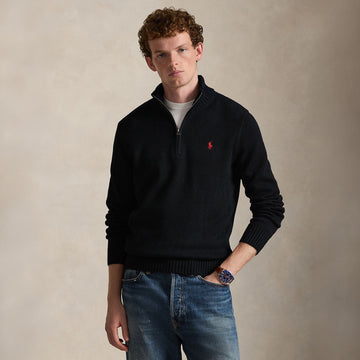 Polo Ralph Lauren Cotton Quarter Zip Mockneck Sweater Polo Black