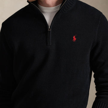 Polo Ralph Lauren Cotton Quarter Zip Mockneck Sweater Polo Black