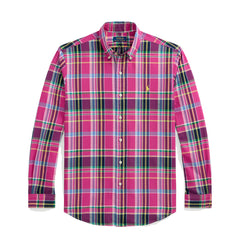 Polo Ralph Lauren Custom Fit Button Down Check Shirt Pink Navy Multi - Parasol Store
