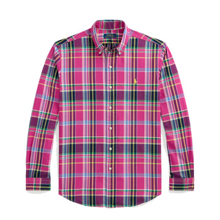 Polo Ralph Lauren Custom Fit Button Down Check Shirt Pink Navy Multi - Parasol Store