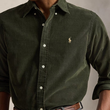 Polo Ralph Lauren Custom Fit Corduroy Shirt Company Olive W/Khaki Pp