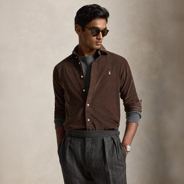 Polo Ralph Lauren Custom Fit Corduroy Shirt Nutmeg Brown