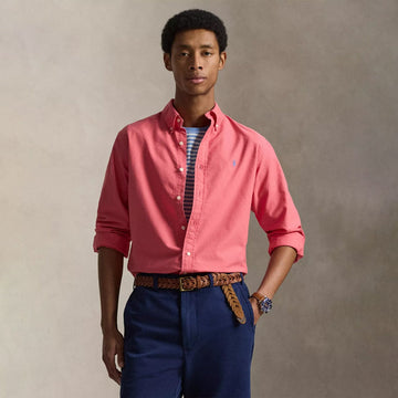 Polo Ralph Lauren Custom Fit Garment-Dyed Oxford Shirt Pale Red - Parasol Store