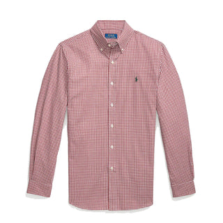 Polo Ralph Lauren Custom Fit Gingham Stretch Poplin Shirt Wine / White - Parasol Store