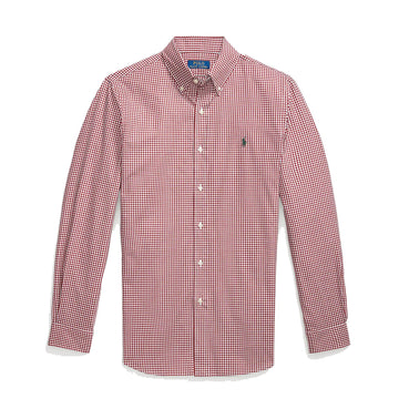 Polo Ralph Lauren Custom Fit Gingham Stretch Poplin Shirt Wine / White - Parasol Store