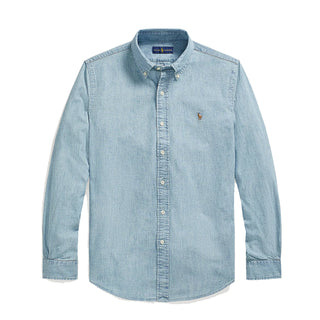Polo Ralph Lauren Custom Fit Light Denim Shirt Chambray Blue - Parasol Store