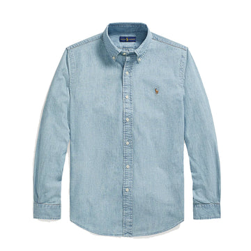 Polo Ralph Lauren Custom Fit Light Denim Shirt Chambray Blue - Parasol Store