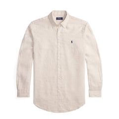Polo Ralph Lauren Custom Fit Linen Shirt Coastal Beige White