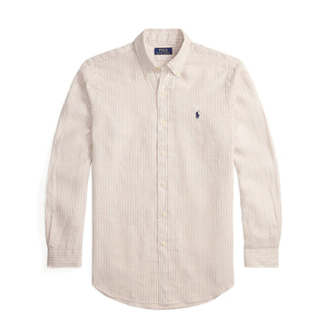 Polo Ralph Lauren Custom Fit Linen Shirt Coastal Beige White