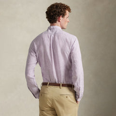 Polo Ralph Lauren Custom Fit Linen Shirt Lavender White