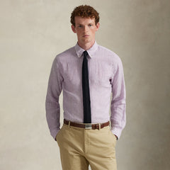 Polo Ralph Lauren Custom Fit Linen Shirt Lavender White