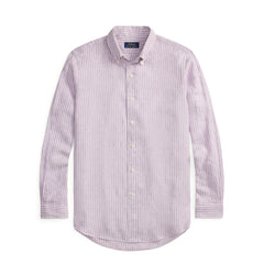 Polo Ralph Lauren Custom Fit Linen Shirt Lavender White
