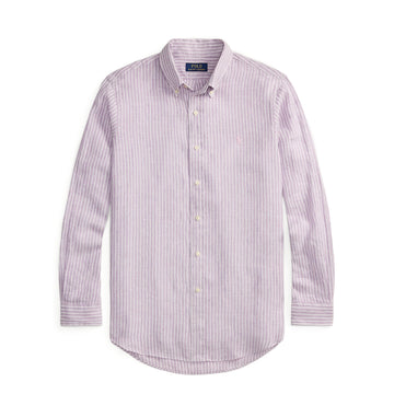 Polo Ralph Lauren Custom Fit Linen Shirt Lavender White