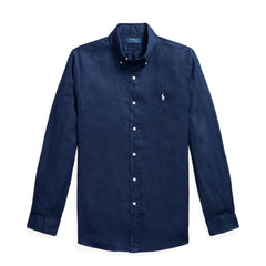 Polo Ralph Lauren Custom Fit Linen Shirt Newport Navy / White