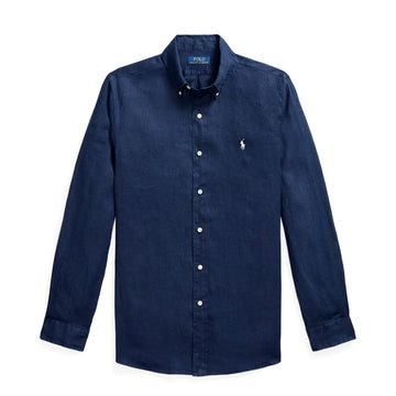 Polo Ralph Lauren Custom Fit Linen Shirt Newport Navy / White