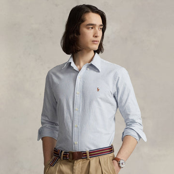 Polo Ralph Lauren Custom Fit Oxford Shirt Blue / White Stripe - Parasol Store