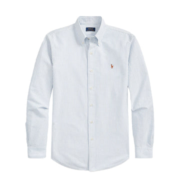 Polo Ralph Lauren Custom Fit Oxford Shirt Blue / White Stripe - Parasol Store