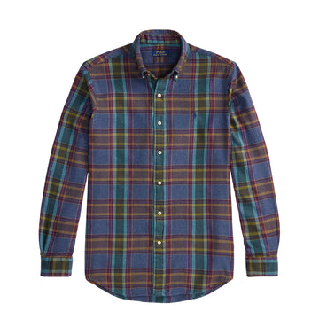 Polo Ralph Lauren Custom Fit Plaid Flannel Shirt Blue Purple Heather Multi