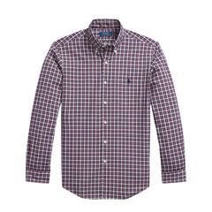 Polo Ralph Lauren Custom Fit Plaid Poplin Shirt Red Cream Multi
