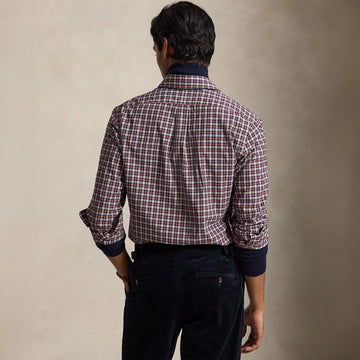 Polo Ralph Lauren Custom Fit Plaid Poplin Shirt Red Cream Multi