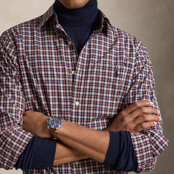 Polo Ralph Lauren Custom Fit Plaid Poplin Shirt Red Cream Multi