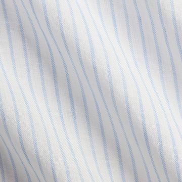 Polo Ralph Lauren Custom Fit Striped Linen Shirt White Blue