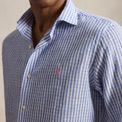 Polo Ralph Lauren Custom Fit Striped Seersucker Shirt Blue White