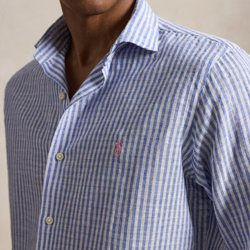 Polo Ralph Lauren Custom Fit Striped Seersucker Shirt Blue White