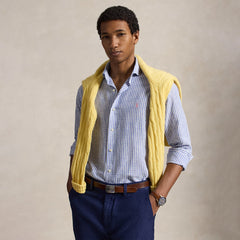 Polo Ralph Lauren Custom Fit Striped Seersucker Shirt Blue White