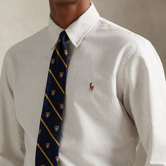 Polo Ralph Lauren Custom Fit Striped Oxford Shirt Coastal Beige / White - Parasol Store