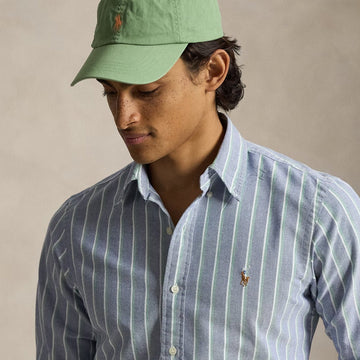 Polo Ralph Lauren Custom Fit Striped Oxford Shirt Navy Green Multi - Parasol Store